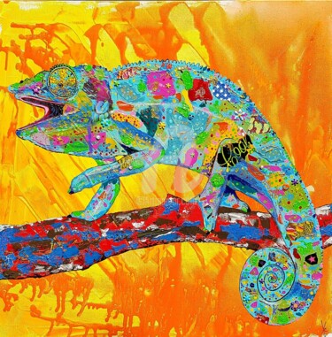 Peinture intitulée "Caméléon" par Xc, Œuvre d'art originale, Acrylique