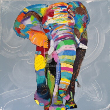 Schilderij getiteld "Elephant" door Xc, Origineel Kunstwerk, Acryl