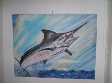 Painting titled "Black marlin" by Xavier De Lacaze, Original Artwork