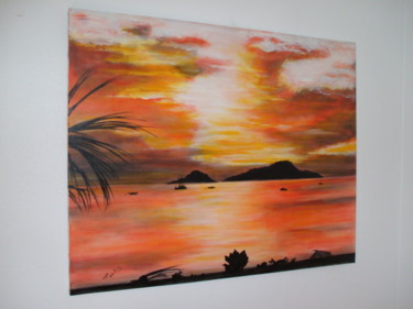 Peinture intitulée "coucher de soleil -…" par Xavier De Lacaze, Œuvre d'art originale