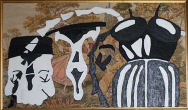 Pittura intitolato "_black_white_ 02" da Xavier Debeerst, Opera d'arte originale, Olio Montato su Telaio per barella in legno