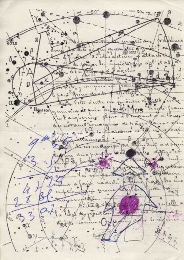 Druckgrafik mit dem Titel "Cosmographie #07" von Xavier Debeerst, Original-Kunstwerk, Monotypie