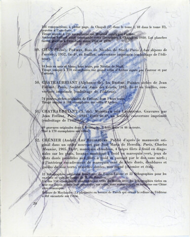 Gravures & estampes intitulée "Bibliothèque d'un a…" par Xavier Debeerst, Œuvre d'art originale, Monotype