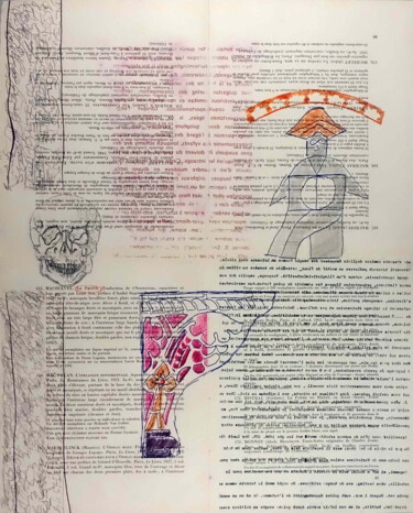 Prenten & gravures getiteld "Bibliothèque d'un a…" door Xavier Debeerst, Origineel Kunstwerk, Monotype