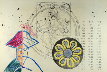 Incisioni, stampe intitolato "Cosmographie #19" da Xavier Debeerst, Opera d'arte originale, Monotipo