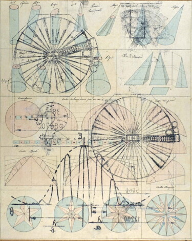 Prenten & gravures getiteld "Cosmographie #21" door Xavier Debeerst, Origineel Kunstwerk, Monotype
