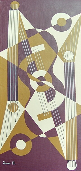 Painting titled "Guitares" by Xavier Hiriart, Original Artwork, Acrylic Mounted on Wood Stretcher frame