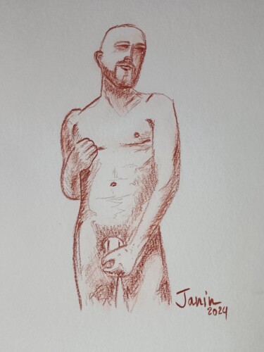 Dessin intitulée "Etude, Egoportrait" par Xavier Laurent Janin, Œuvre d'art originale, Crayon