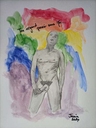 Peinture intitulée "Ton regard posé sou…" par Xavier Laurent Janin, Œuvre d'art originale, Aquarelle