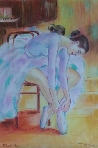 Dibujo titulada "La danseuse au miro…" por Xavier Pinchon, Obra de arte original, Pastel