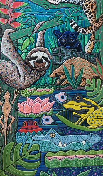 Картина под названием "AMAZONIA" - Xaro, Подлинное произведение искусства, Акрил Установлен на Деревянная панель