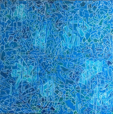 Painting titled "Fractal Blue" by Xaro, Original Artwork, Acrylic