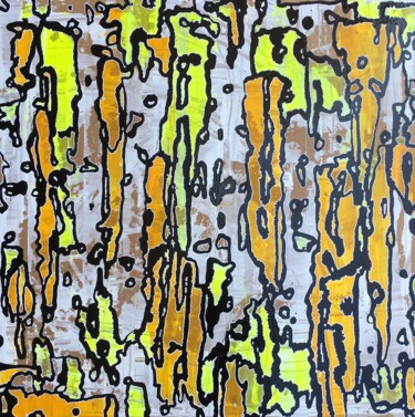 Malerei mit dem Titel "GRAPHIC BARK 16" von Xaro, Original-Kunstwerk, Acryl Auf Holzplatte montiert