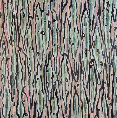 Painting titled "Graphic Bark 17" by Xaro, Original Artwork, Acrylic Mounted on Wood Panel