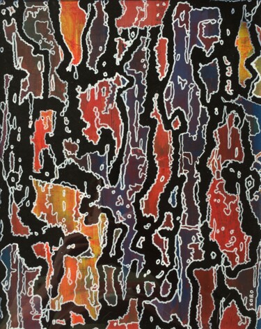 Картина под названием "GRAPHIC BARK 11" - Xaro, Подлинное произведение искусства, Акрил Установлен на Деревянная панель