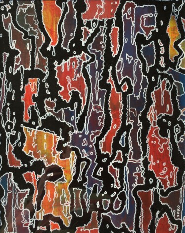 Malerei mit dem Titel "GRAPHIC BARK 11" von Xaro, Original-Kunstwerk, Acryl Auf Holzplatte montiert