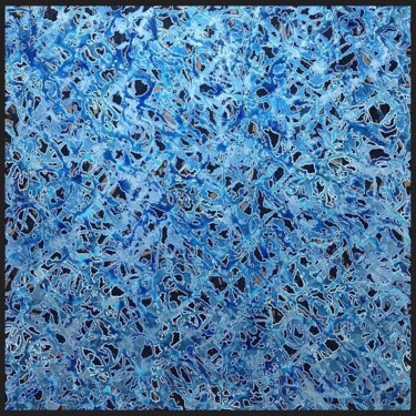 Painting titled "Blue Algae" by Xaro, Original Artwork, Acrylic Mounted on Wood Panel