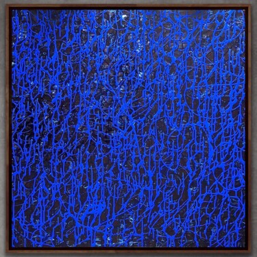 Schilderij getiteld "DRIPPING BLUE" door Xaro, Origineel Kunstwerk, Acryl Gemonteerd op Houten paneel