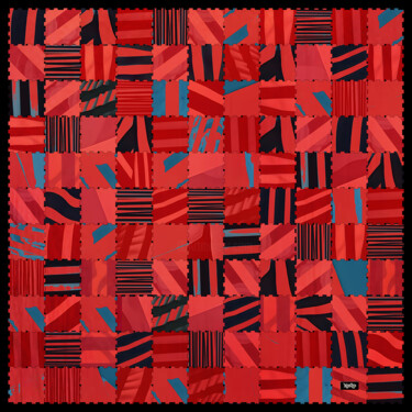 Grafika cyfrowa / sztuka generowana cyfrowo zatytułowany „MultiSquare Red Squ…” autorstwa Xaro, Oryginalna praca, Akryl Zamo…