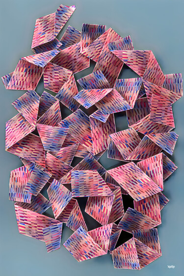 Digital Arts titled "WashiTape PinkyTouch" by Xaro, Original Artwork, 2D Digital Work Mounted on Aluminium