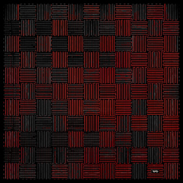 Картина под названием "MultiSquare Red and…" - Xaro, Подлинное произведение искусства, 2D Цифровая Работа Установлен на Алюм…