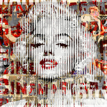 Artes digitais intitulada "Marylin Monroe Cine…" por Xaro, Obras de arte originais, colagem digital Montado em Metal