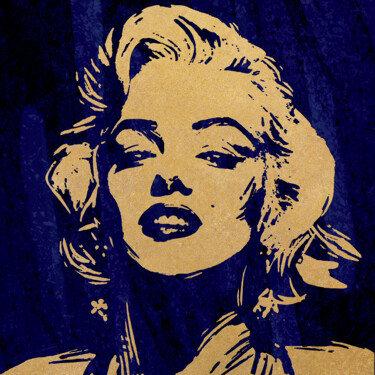 Pintura titulada "Marylin Monroe Blue…" por Xaro, Obra de arte original, Trabajo Digital 2D Montado en Aluminio