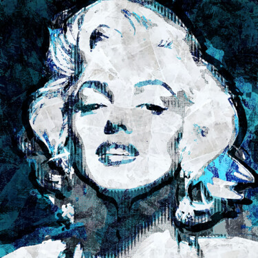Malerei mit dem Titel "Marylin blue Dream" von Xaro, Original-Kunstwerk, Digitale Malerei Auf Aluminium montiert