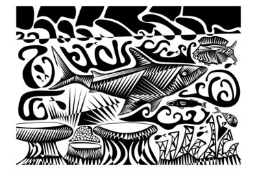 Artes digitais intitulada "#4 Requin" por Xavier Simacourbe, Obras de arte originais, Trabalho Digital 2D