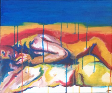 Peinture intitulée "couple au coucher" par Xavier Trobel, Œuvre d'art originale, Acrylique