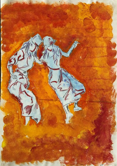 Peinture intitulée "Deux soeurs dansent" par Xavier Trobel, Œuvre d'art originale, Acrylique