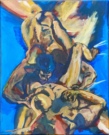 Картина под названием "Reprise couple" - Xavier Trobel, Подлинное произведение искусства, Акрил Установлен на Деревянная рам…