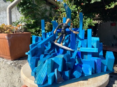 Sculpture titled "Rêve de surf" by Xavier Trobel, Original Artwork, Wood