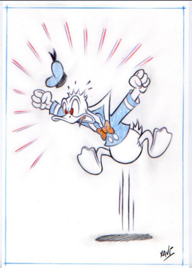 「Angry Donald Duck」というタイトルの描画 Xavier Vives Mateuによって, オリジナルのアートワーク, 鉛筆
