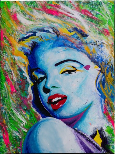 Malerei mit dem Titel "Marilyn Pop art" von Xavier Wttrwulghe, Original-Kunstwerk, Acryl