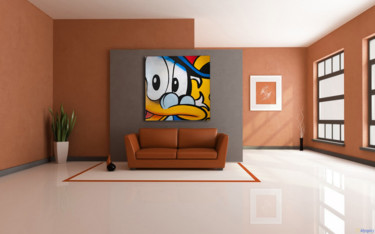 Painting titled "Uncle Scrooge" by Xavier Wttrwulghe, Original Artwork, Acrylic