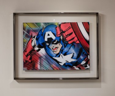 Painting titled "Captain América Str…" by Xavier Wttrwulghe, Original Artwork, Spray paint