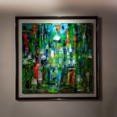 Painting titled "Color square P37" by Xavier Wttrwulghe, Original Artwork, Acrylic Mounted on Wood Stretcher frame