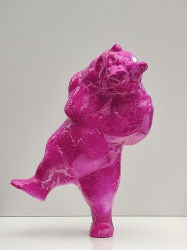 Скульптура под названием "L'ours Joyeux L2" - Xavier Wttrwulghe, Подлинное произведение искусства, Смола