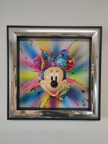 Sculpture titled "Minnie Hippie Cadre…" by Xavier Wttrwulghe, Original Artwork, Resin Mounted on Other rigid panel