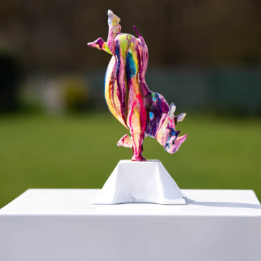 Escultura titulada "Rhino Danseur Style" por Xavier Wttrwulghe, Obra de arte original, Resina
