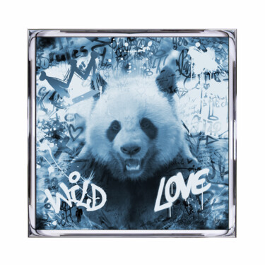 Digital Arts titled "Panda Pop Art" by Xavier Wttrwulghe, Original Artwork, Digital Collage Mounted on Aluminium