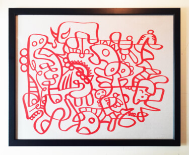 绘画 标题为“RED BULL” 由Xavier Cocheton, 原创艺术品, 丙烯 安装在纸板上