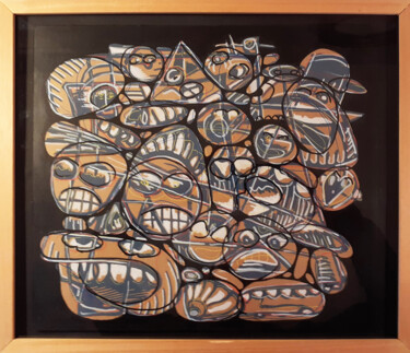 Peinture intitulée "RAGE PARTY" par Xavier Cocheton, Œuvre d'art originale, Acrylique Monté sur Carton