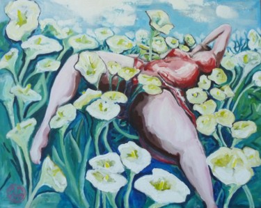 Painting titled "Immersion florale" by Xavier Marchand, Original Artwork, Acrylic