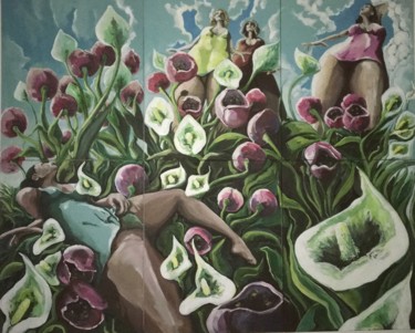 Peinture intitulée "Décadence florale" par Xavier Marchand, Œuvre d'art originale, Acrylique Monté sur Châssis en bois