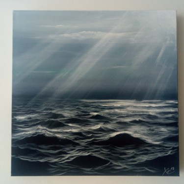 Peinture intitulée "Rayons sur la mer" par Xc.Painting, Œuvre d'art originale, Acrylique