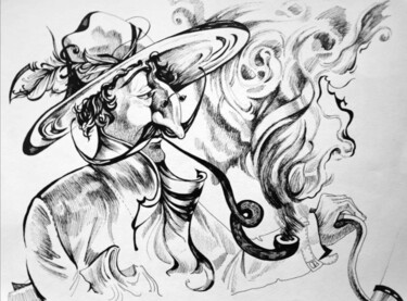 Dibujo titulada "Trevel" por Xenia Denisova, Obra de arte original, Tinta