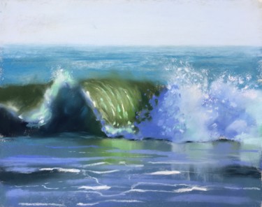 Dessin intitulée "A SEA WAVE- seascap…" par Ksenia Lutsenko, Œuvre d'art originale, Pastel