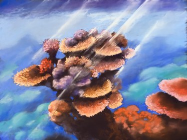 Zeichnungen mit dem Titel "CORAL REEF - sea oc…" von Ksenia Lutsenko, Original-Kunstwerk, Pastell